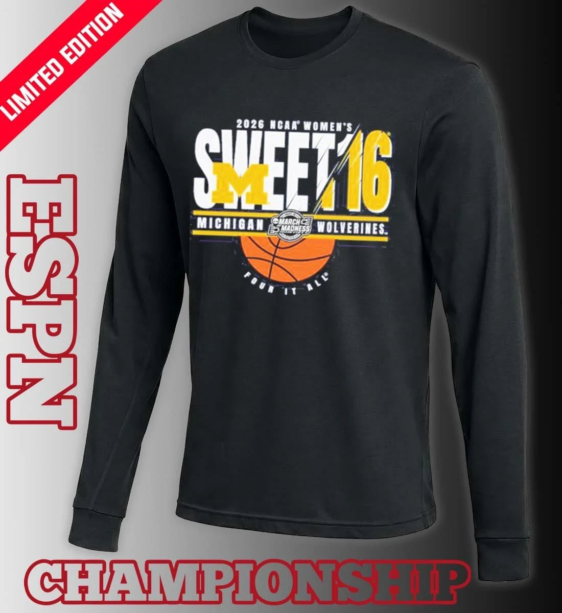 Official Michigan Wolverines 2026 NCAA Women’s Basketball Sweet 16 Bound Shirt