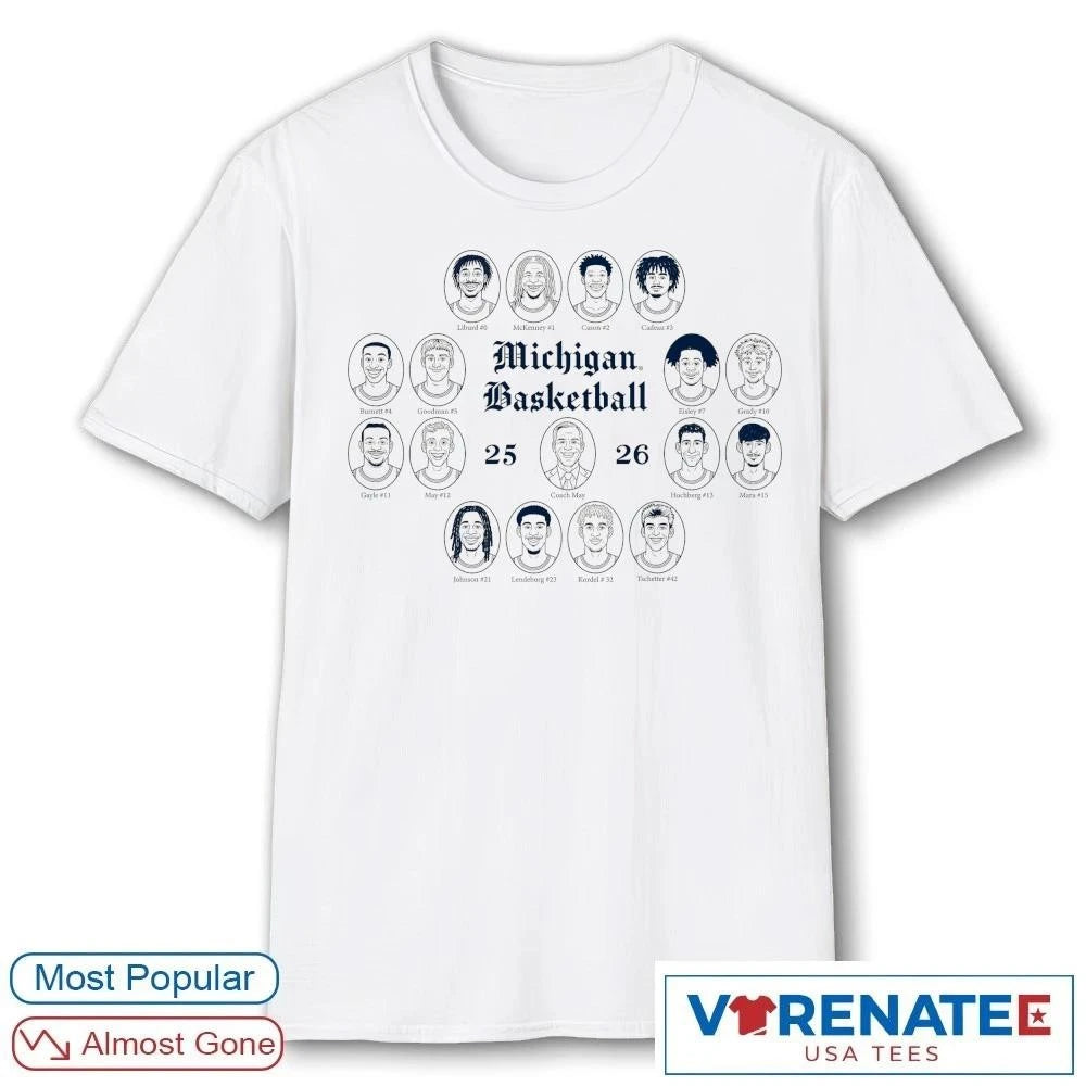 Official Michigan Wolverines Men’s basketball 2025-2026 All Teams Members t-shirt