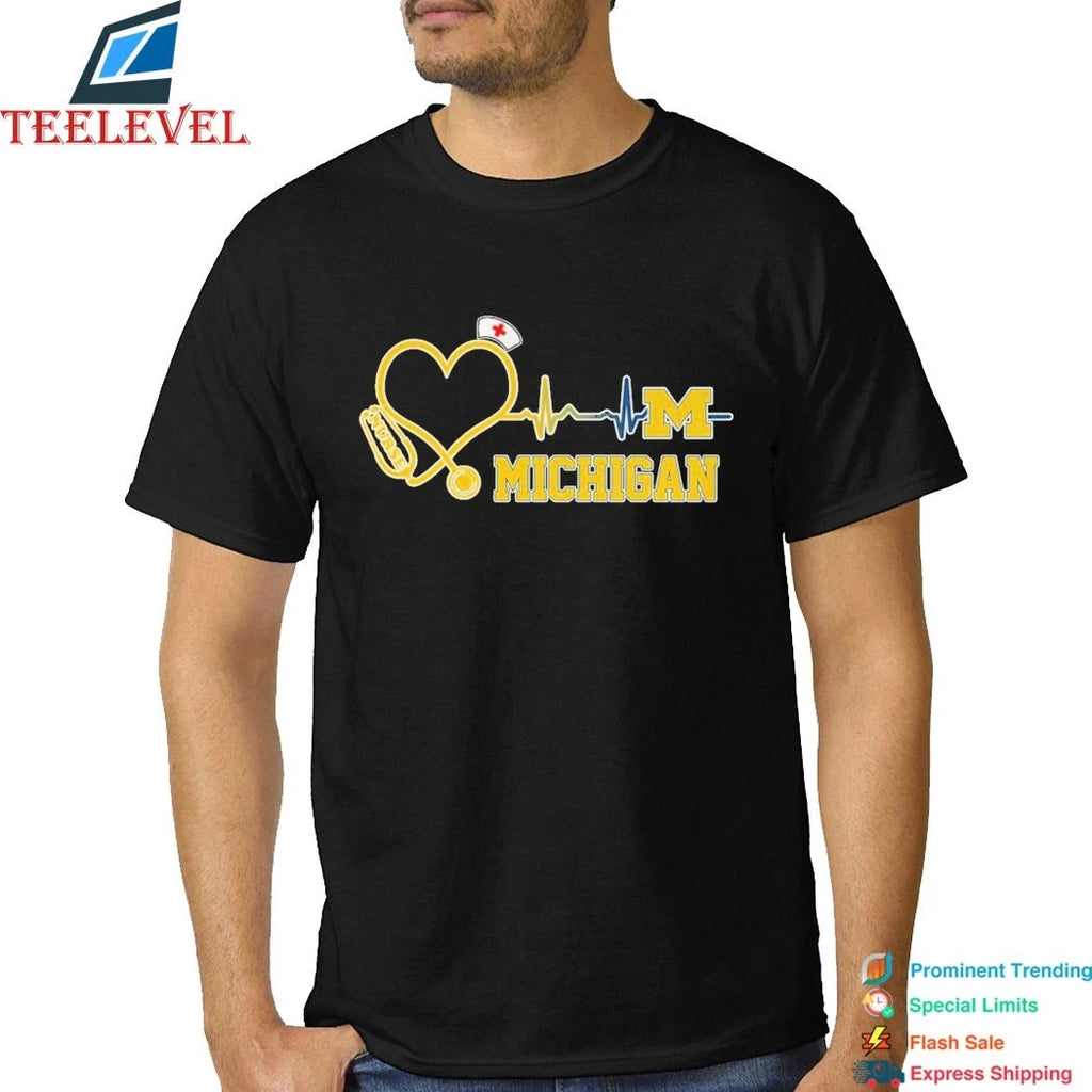 Official Michigan Wolverines Stethoscope Nurse Heart Shirts
