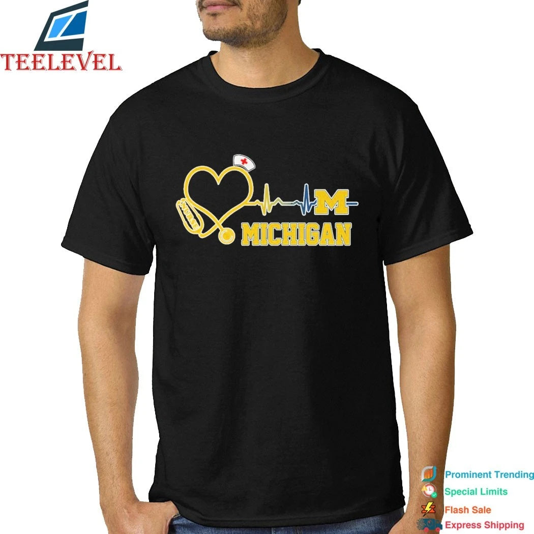 Official Michigan Wolverines Stethoscope Nurse Heart Shirts