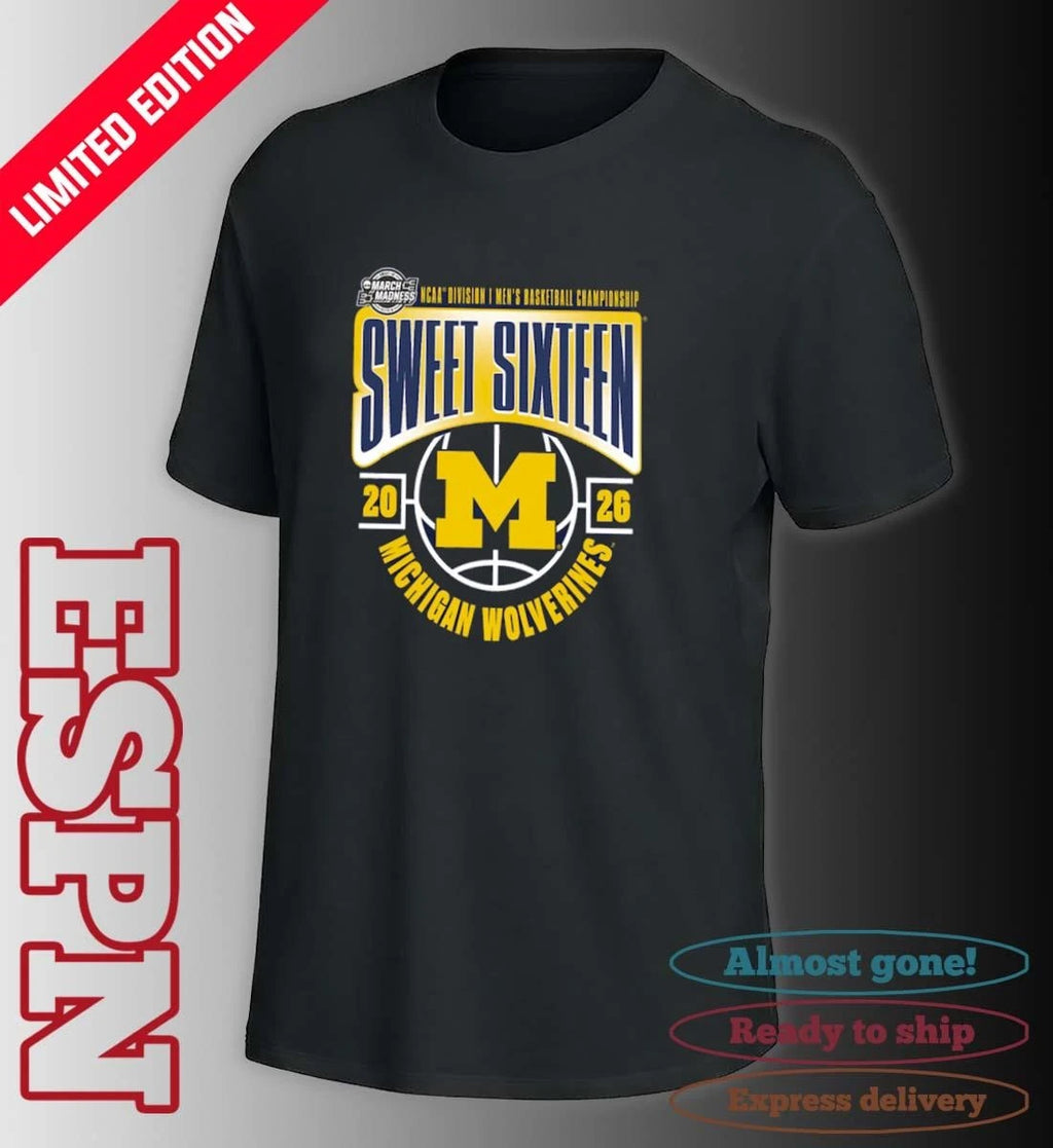 Official Michigan Wolverines Sweet 16 NCAA DI Men’s Basketball Tournament March Madness 2026 T-Shirt