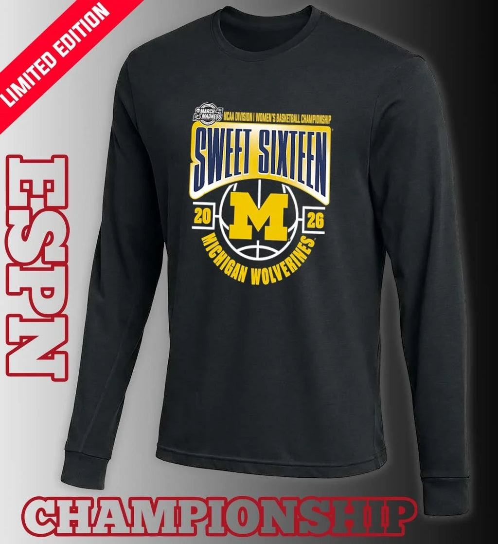 Official Michigan Wolverines Sweet 16 NCAA DI Women’s Basketball Tournament March Madness 2026 T-Shirt