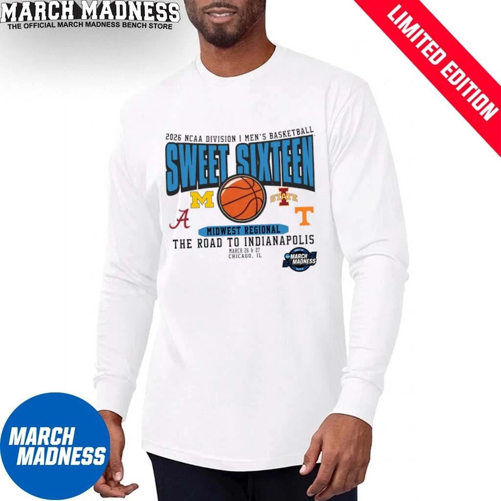 Official Midwest Regional Teams 2026 NCAA Division I Men’s Basketball Sweet Sixteen T-Shirt