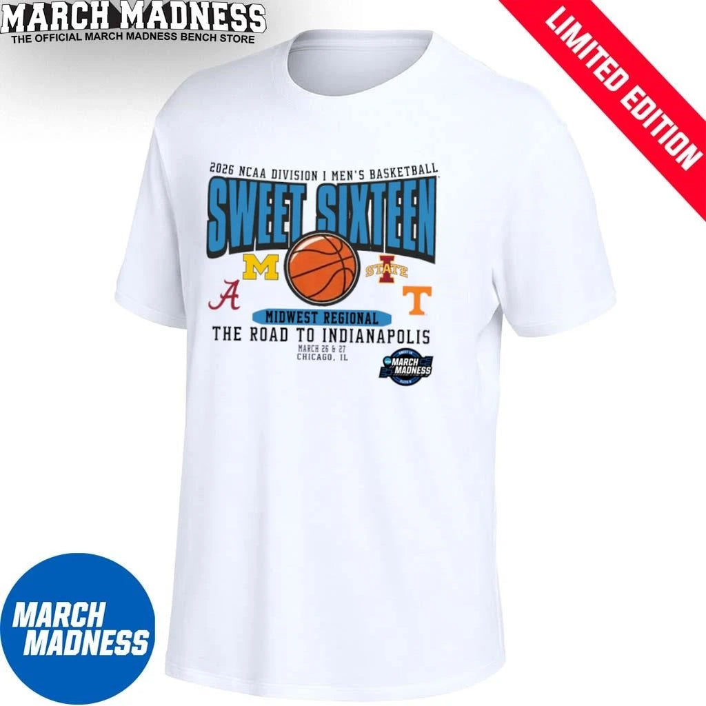 Official Midwest Regional Teams 2026 NCAA Division I Men’s Basketball Sweet Sixteen T-Shirt
