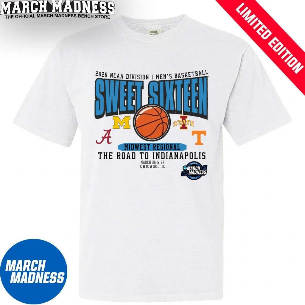Official Midwest Regional Teams 2026 NCAA Division I Men’s Basketball Sweet Sixteen T-Shirt