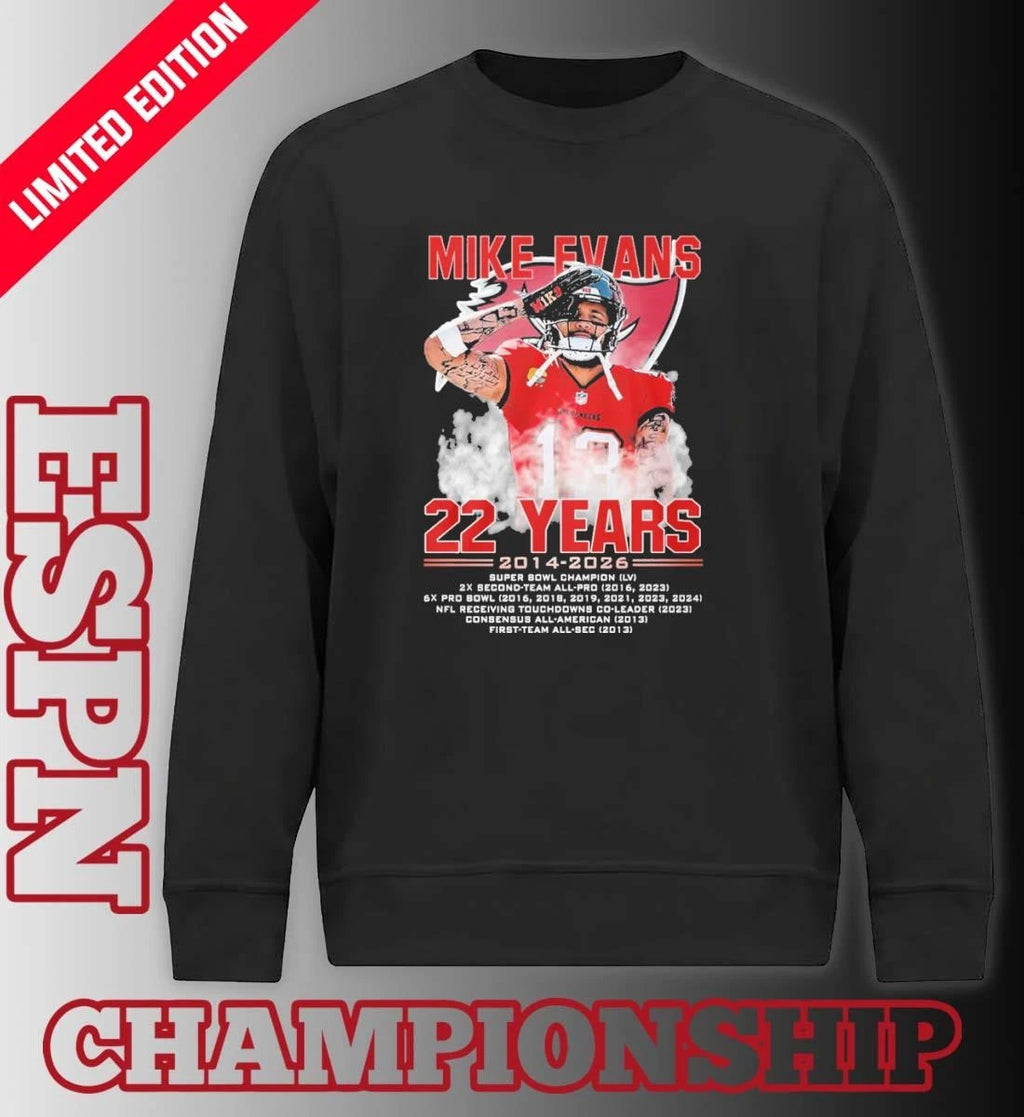 Official Mike Evans 22 Years Of Tampa Bay Buccaneers 2014-2026 Shirt