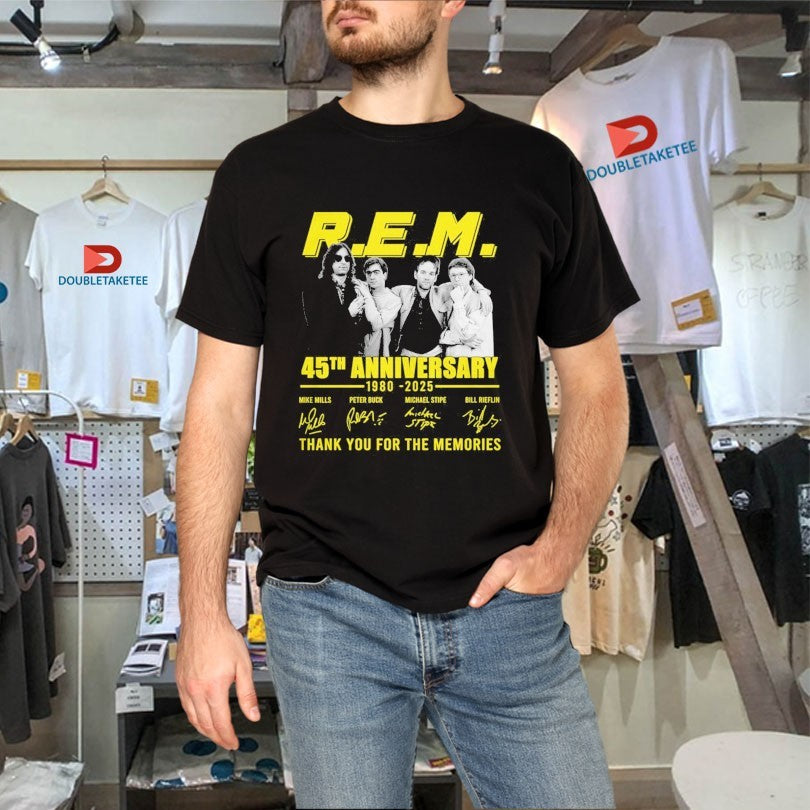 Official Mike Mills Peter Buck Michael Stipe Bill Rieflin R.E.M. 45th Anniversary 1982 2025 Thank You For The Memories Shirts