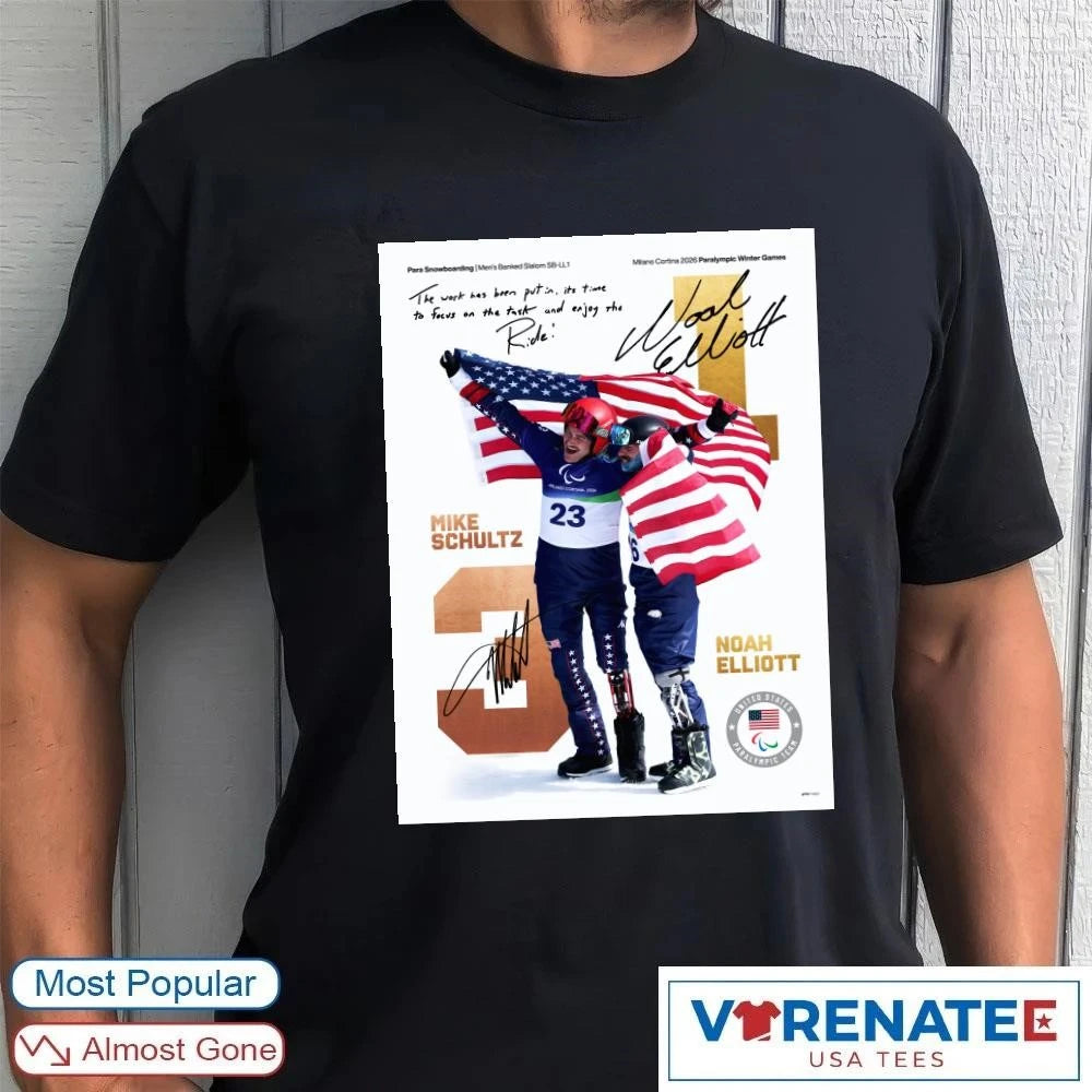 Official Mike Schultz and Noah Elliott Milano Cortina 2026 Paralympic Winter Games Signatures Poster T-Shirt