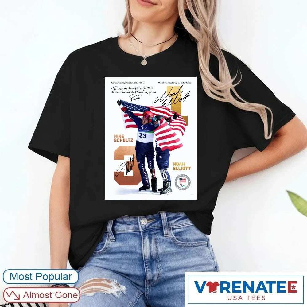 Official Mike Schultz and Noah Elliott Milano Cortina 2026 Paralympic Winter Games Signatures Poster T-Shirt