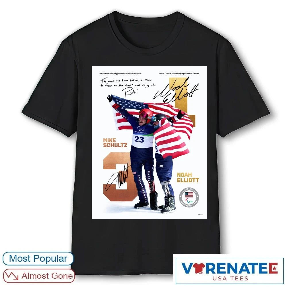 Official Mike Schultz and Noah Elliott Milano Cortina 2026 Paralympic Winter Games Signatures Poster T-Shirt
