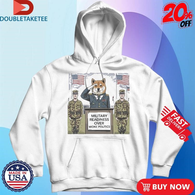 Official Military Readiness Over Woke Politics DOGE Shiba Shirts