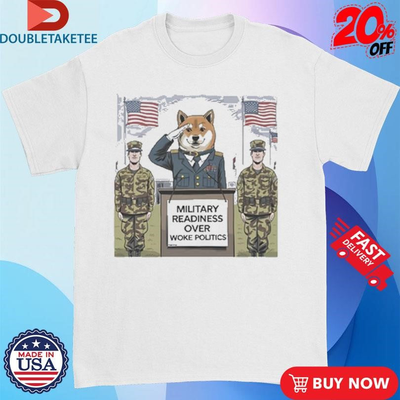 Official Military Readiness Over Woke Politics DOGE Shiba Shirts