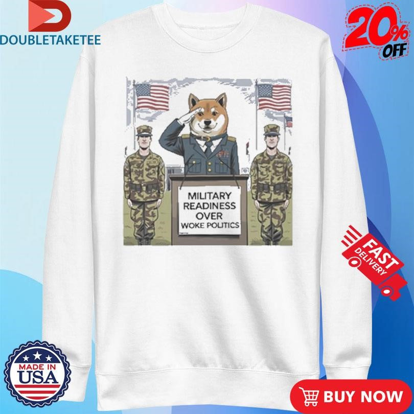 Official Military Readiness Over Woke Politics DOGE Shiba Shirts