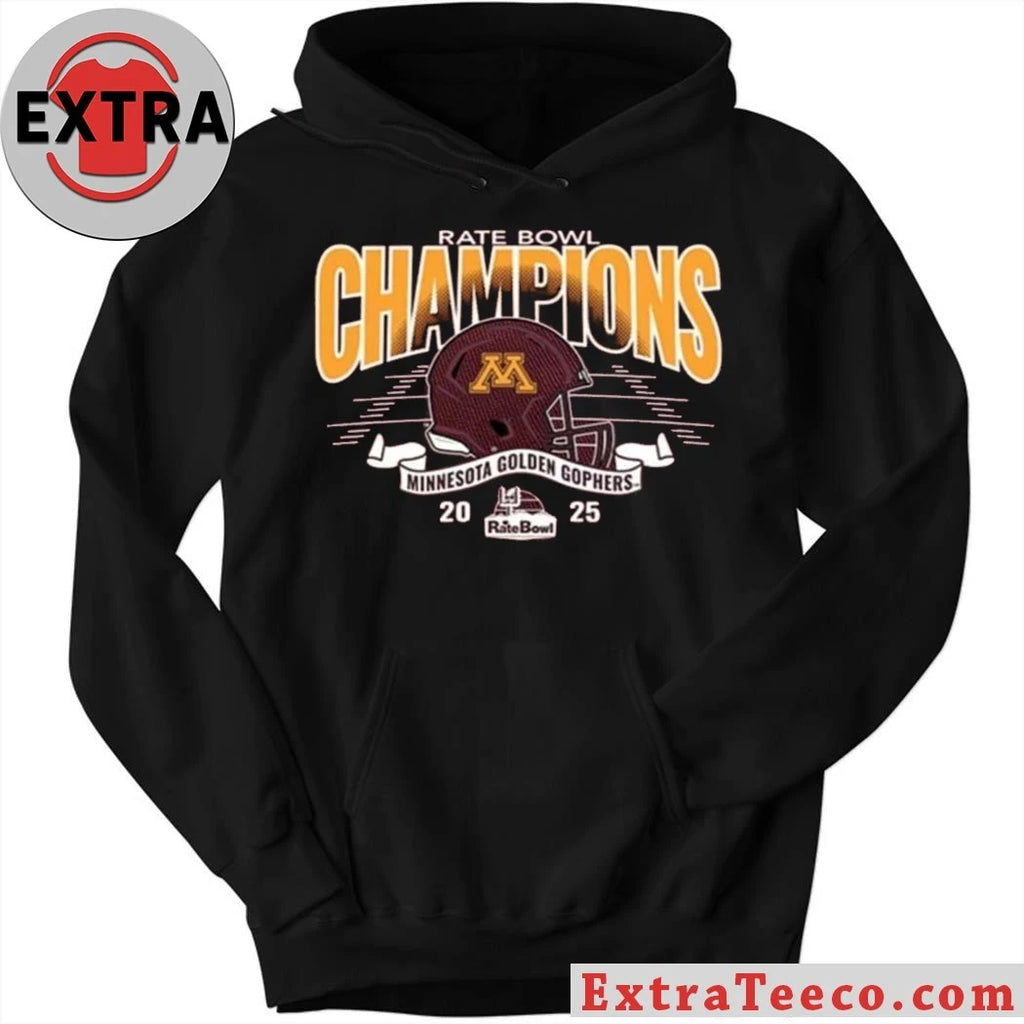 Official Minnesota Golden Gophers Blue 84 2025 Rate Bowl Football Champions Vintage Maroon Helmet And Logo T-Shirt