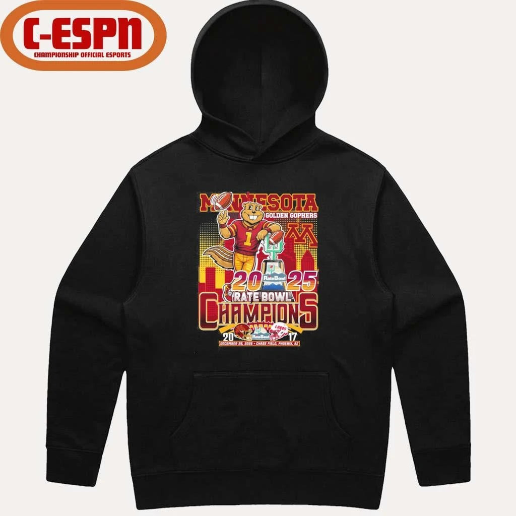 Official Minnesota Golden Gophers Mascot 2025 Rate Bowl Champions Shirt
