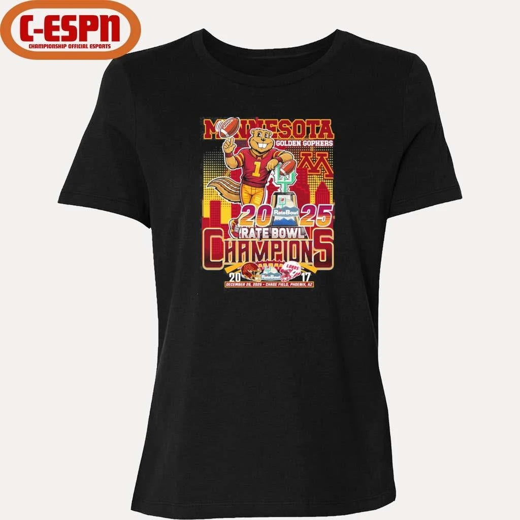 Official Minnesota Golden Gophers Mascot 2025 Rate Bowl Champions Shirt