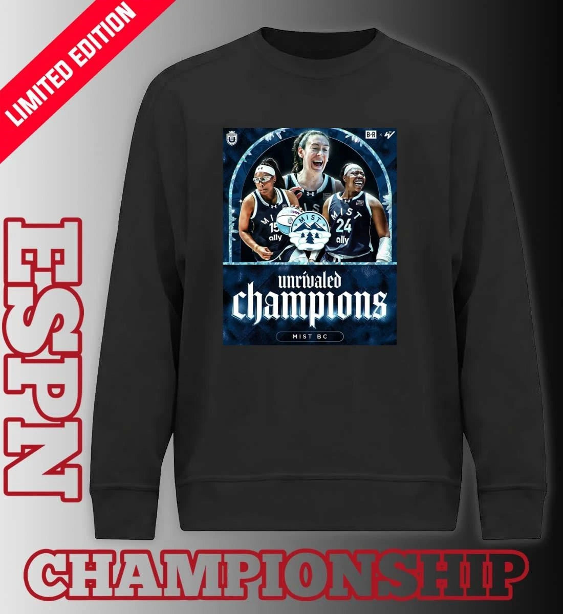 Official Mist BC Basketball 2026 Unrivaled Champions Poster T-Shirt