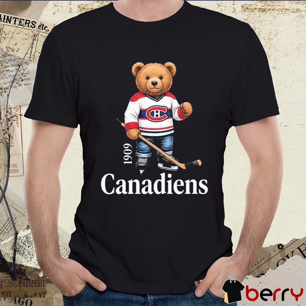 Montreal Canadiens NHL Hockey 1909 Bear Cartoon t-shirt
