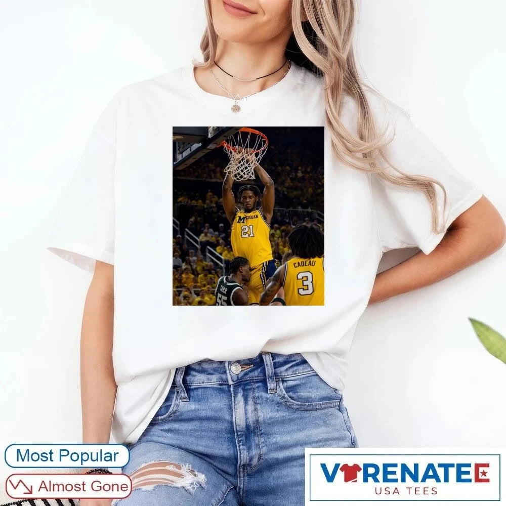 Official Morez Johnson Jr. Dunk On Carr Michigan Wolverines T-Shirt