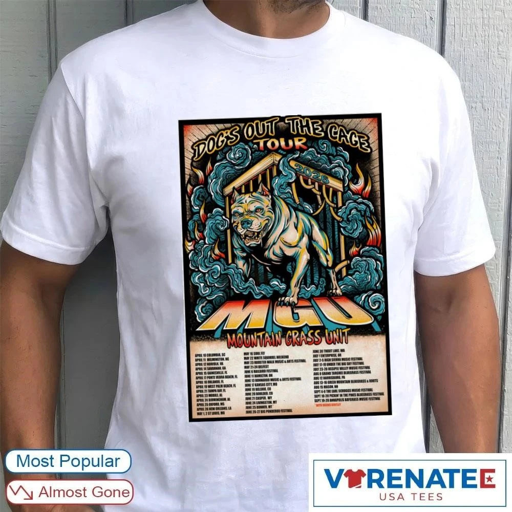 Official Mountain Grass Unit Dog’s Out The Cage Tour 2026 Poster T-Shirt