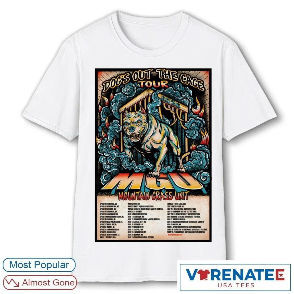 Official Mountain Grass Unit Dog’s Out The Cage Tour 2026 Poster T-Shirt