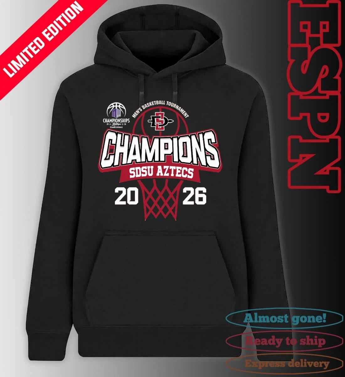 Official Mountain West Conference Men’s Basketball Tournament 2026 Champions SDSU Aztecs T-Shirt