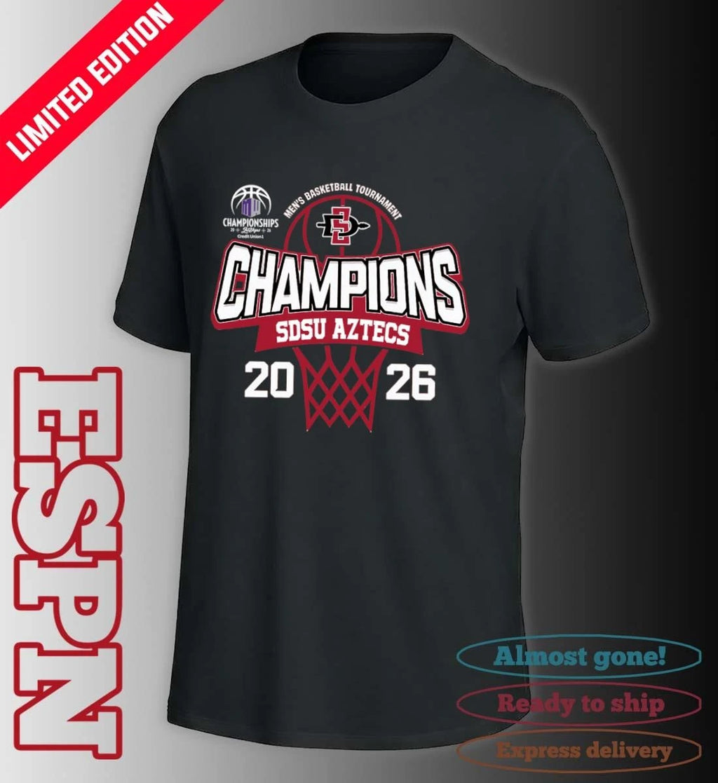 Official Mountain West Conference Men’s Basketball Tournament 2026 Champions SDSU Aztecs T-Shirt