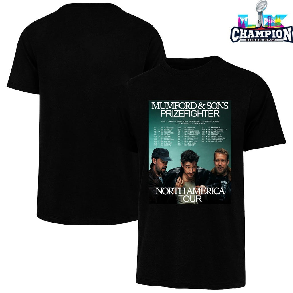 Official Mumford And Sons Prizefighter North America Tour 2026 Dates Shirts