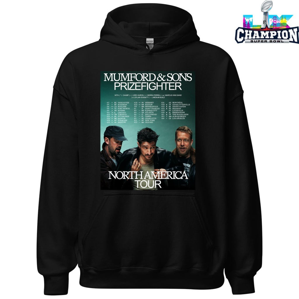 Official Mumford And Sons Prizefighter North America Tour 2026 Dates Shirts
