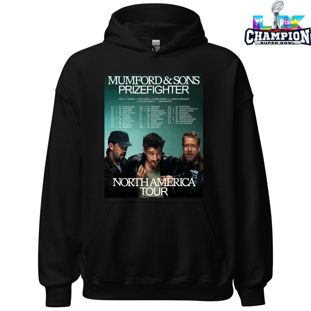 Official Mumford And Sons Prizefighter North America Tour 2026 Dates Shirts