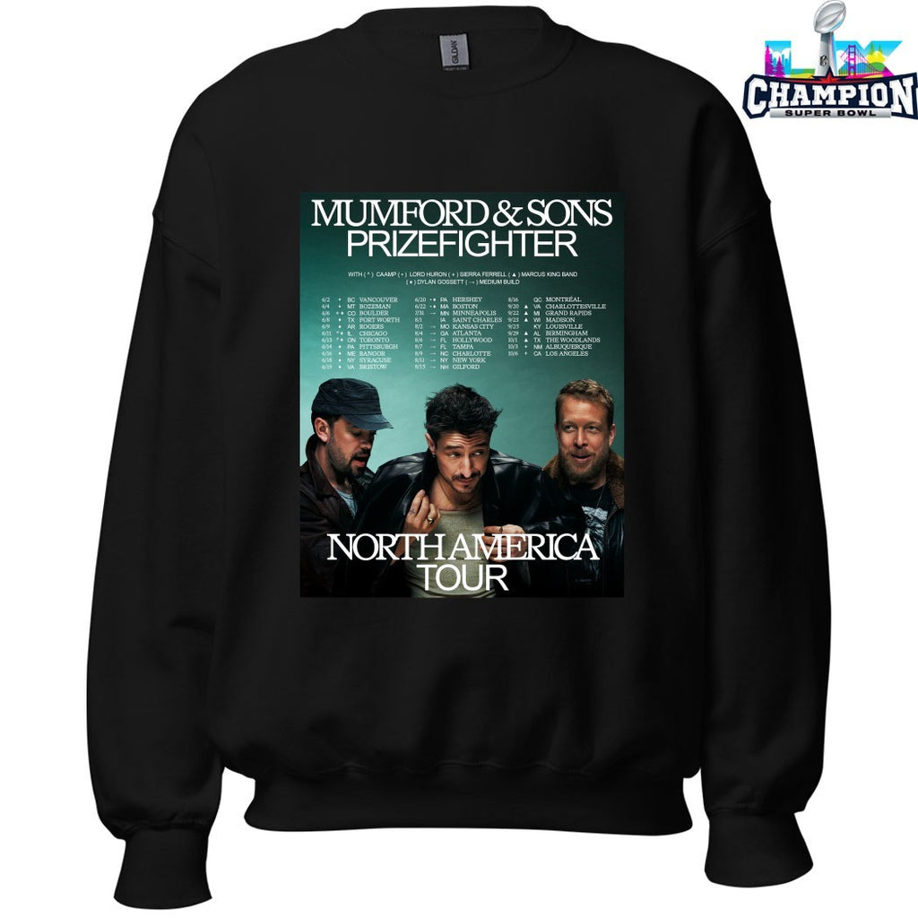 Official Mumford And Sons Prizefighter North America Tour 2026 Dates Shirts
