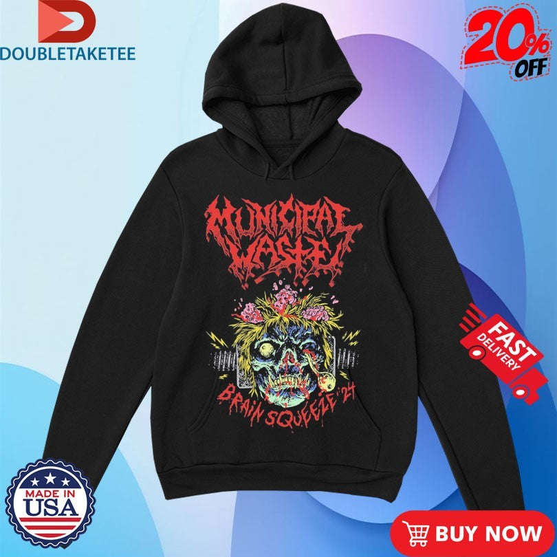 Official Municipal Waste Brain Squeeze 2024 Tour Skull Shirts
