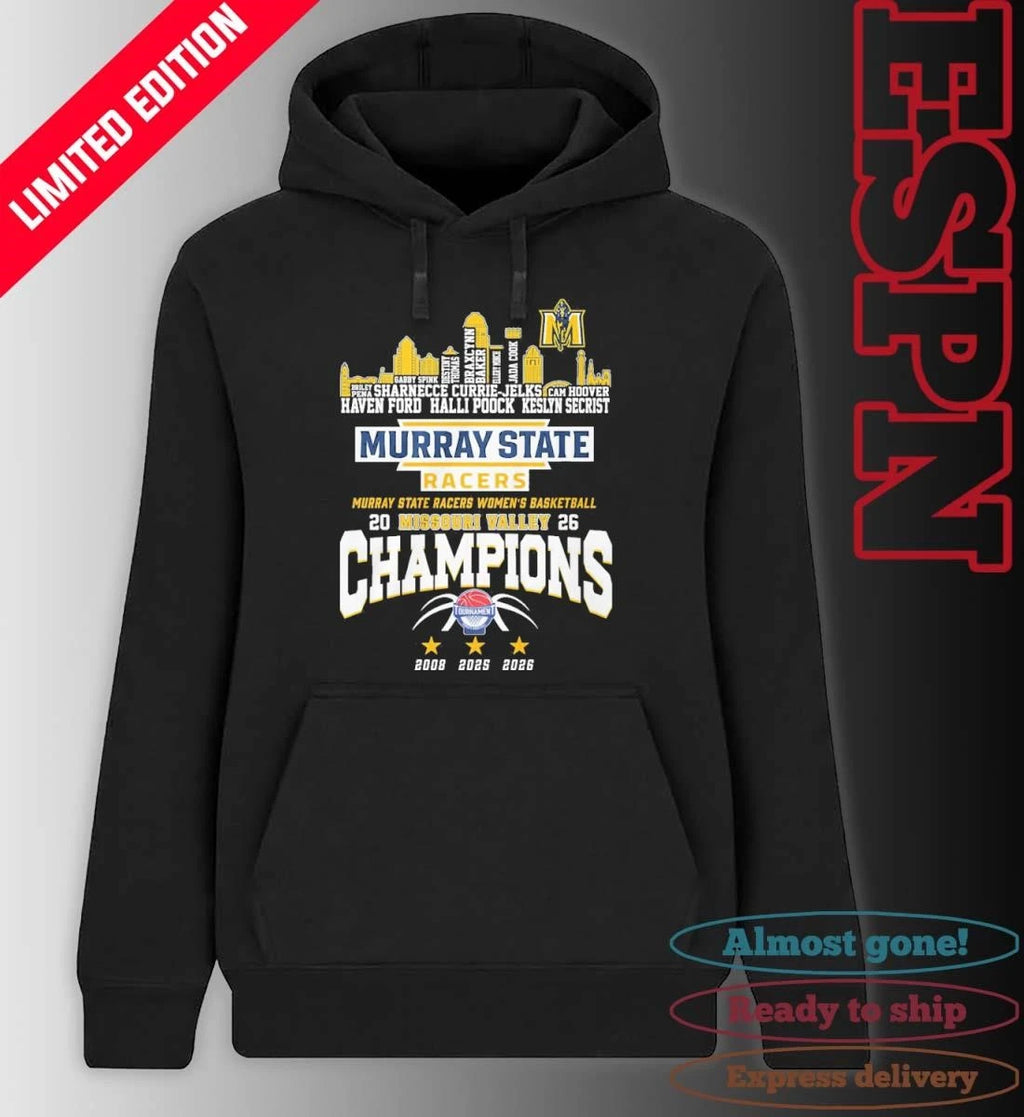 Official Murray State Women’s Basketball 2026 MVC Conference Champions Skyline Player Name Shirt