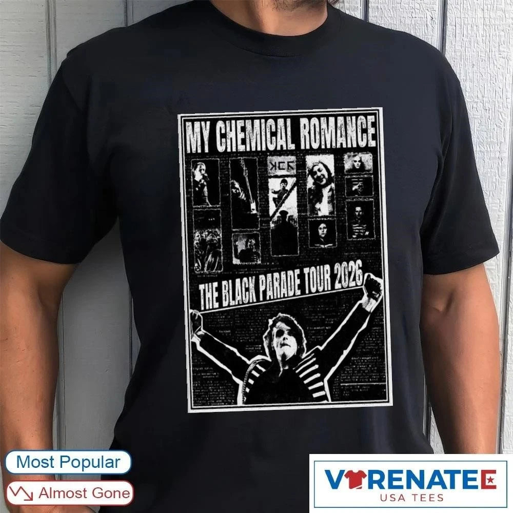 Official My Chemical Romance Tour The Black Parade 2026 Poster T-Shirt