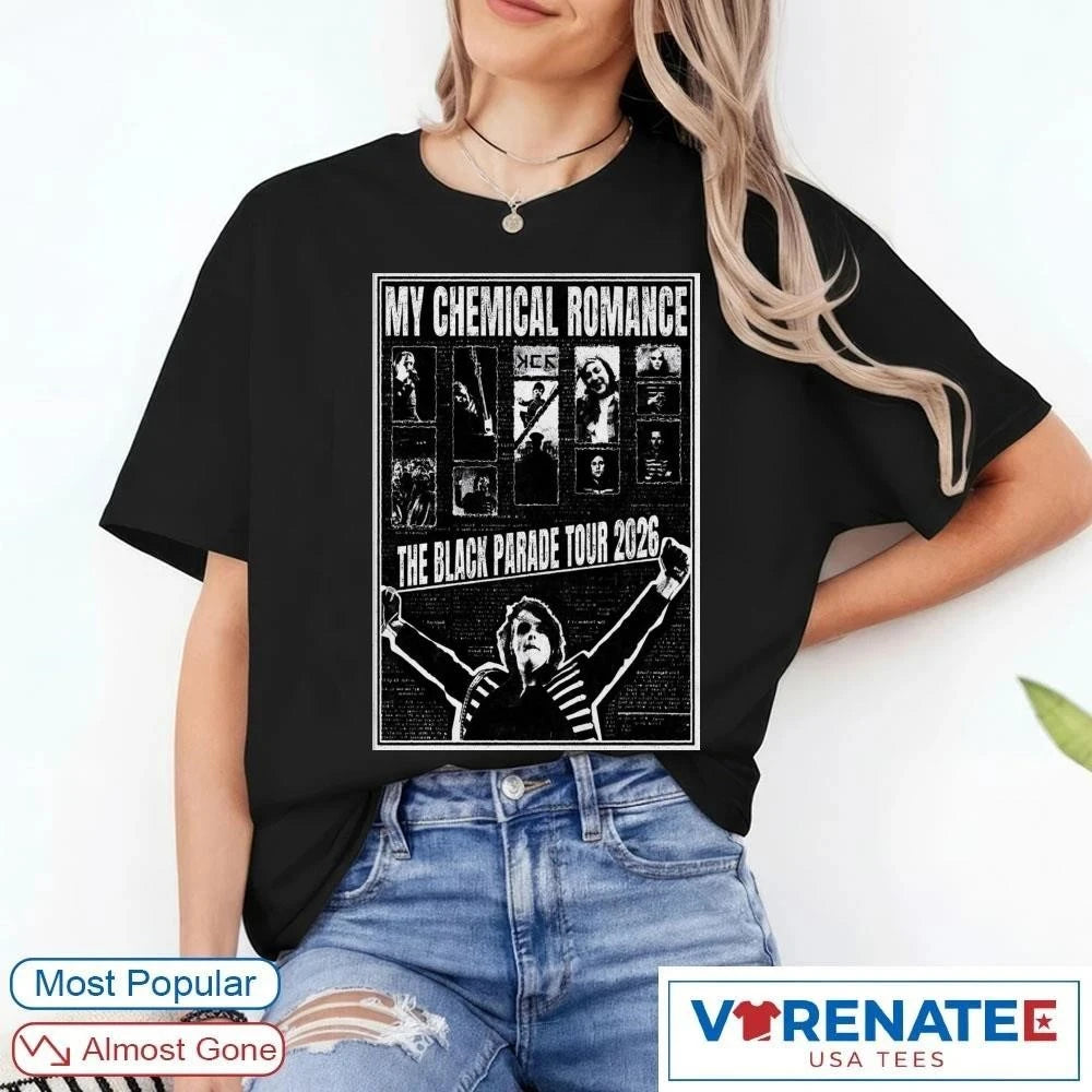 Official My Chemical Romance Tour The Black Parade 2026 Poster T-Shirt