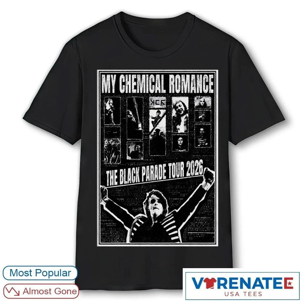Official My Chemical Romance Tour The Black Parade 2026 Poster T-Shirt