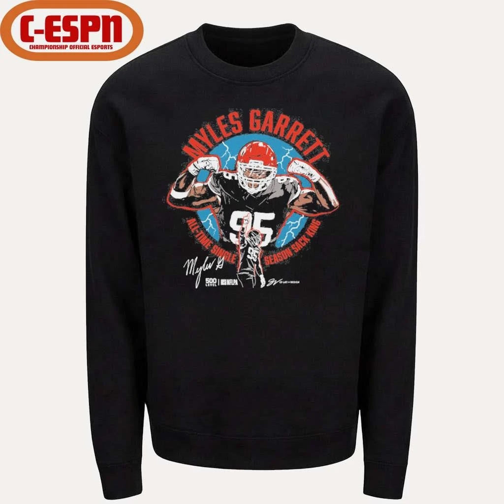 Official Myles Garrett Cleveland All-Time Sack King T-Shirt