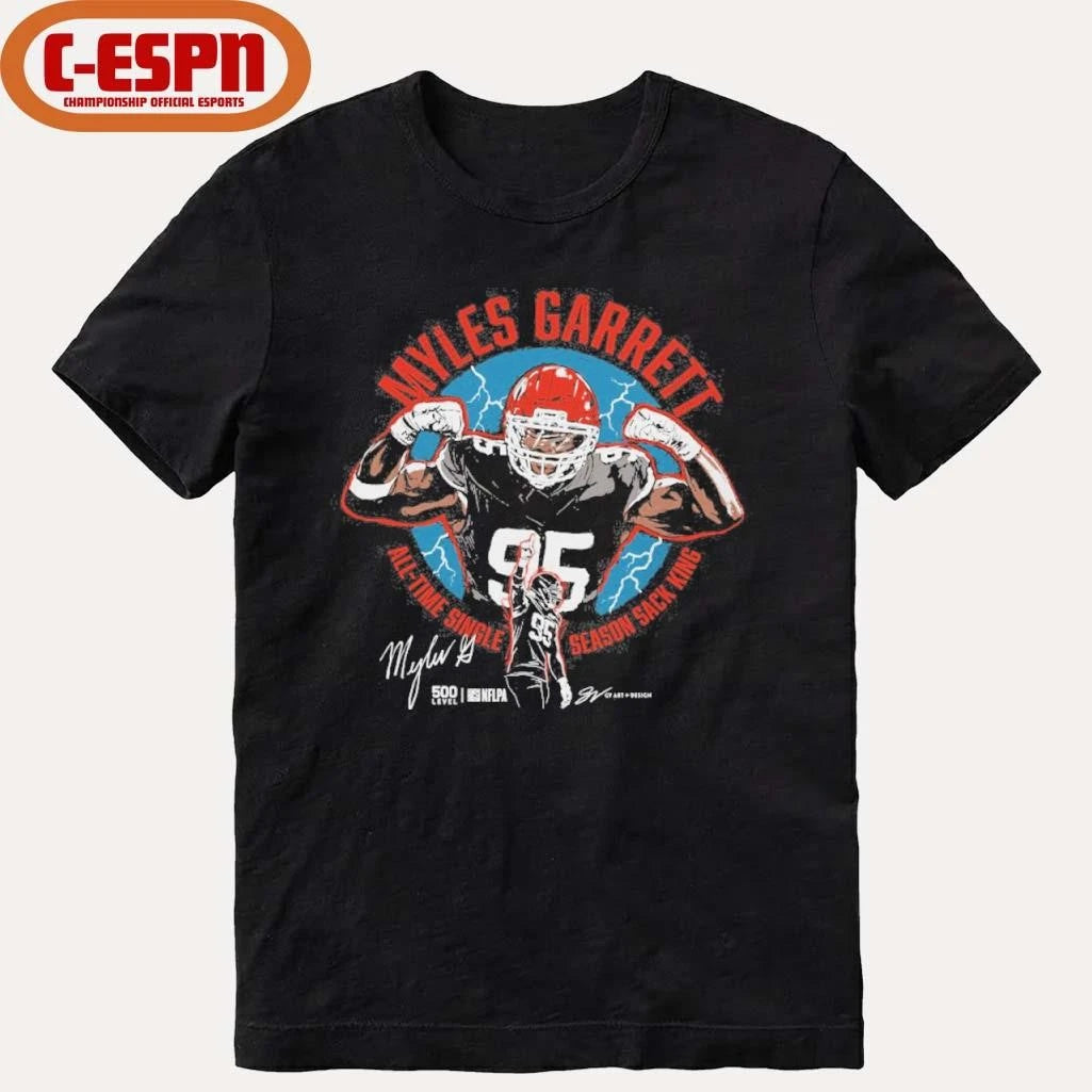 Official Myles Garrett Cleveland All-Time Sack King T-Shirt