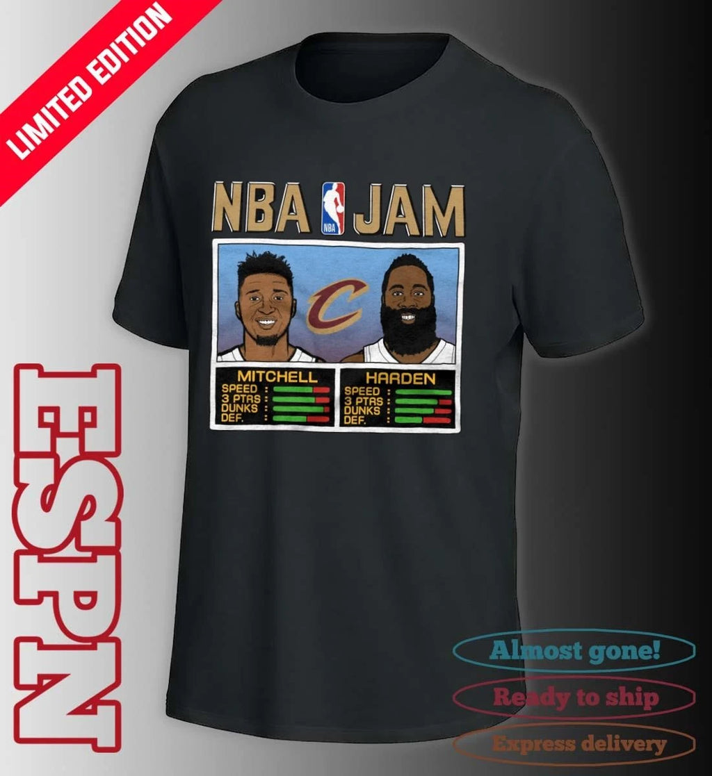 Official NBA Jam Cleveland Cavaliers Mitchell And Harden Shirt
