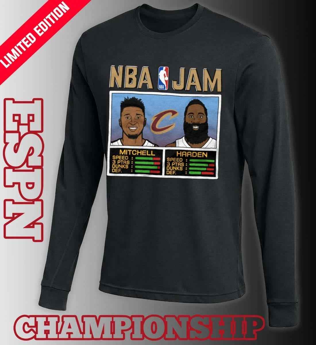 Official NBA Jam Cleveland Cavaliers Mitchell And Harden Shirt