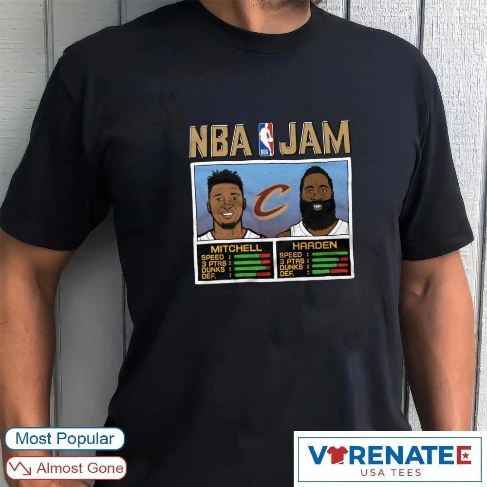 Official NBA Jam Cleveland Cavaliers Mitchell And Harden T-Shirt
