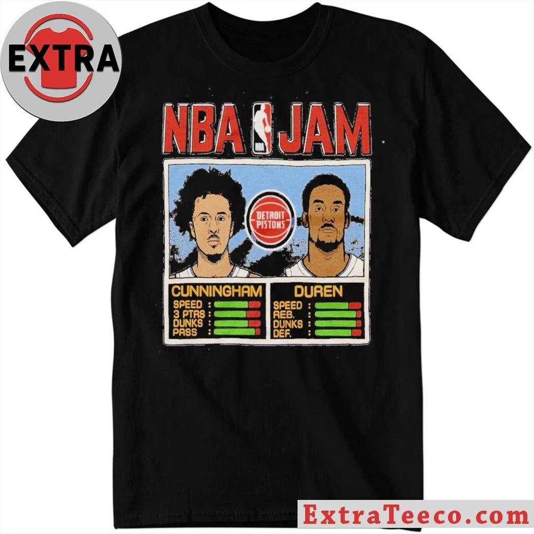 Official NBA Jam Pistons Cunningham And Duren Shirt