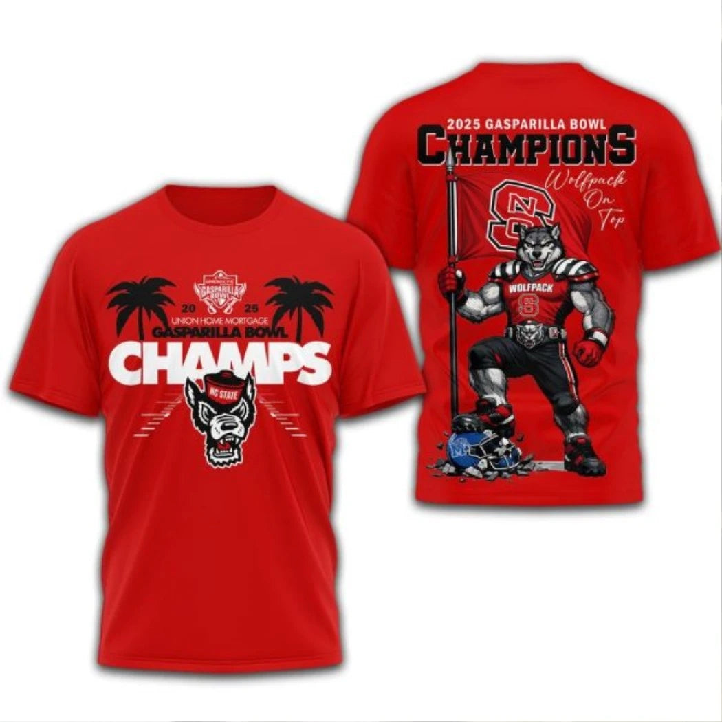 Official NC State Wolfpack Union Home Mortgage Gasparilla Bowl Champs Logo 2025 Hoodie Shirt