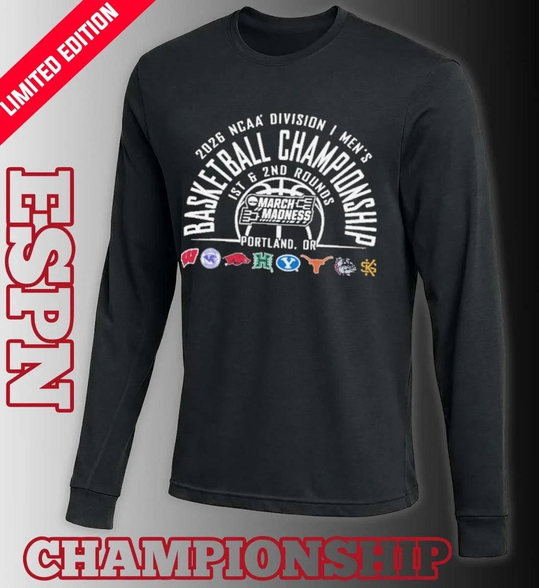 Official NCAA Men’s March Madness Portland, Or 8 Teams T-Shirt