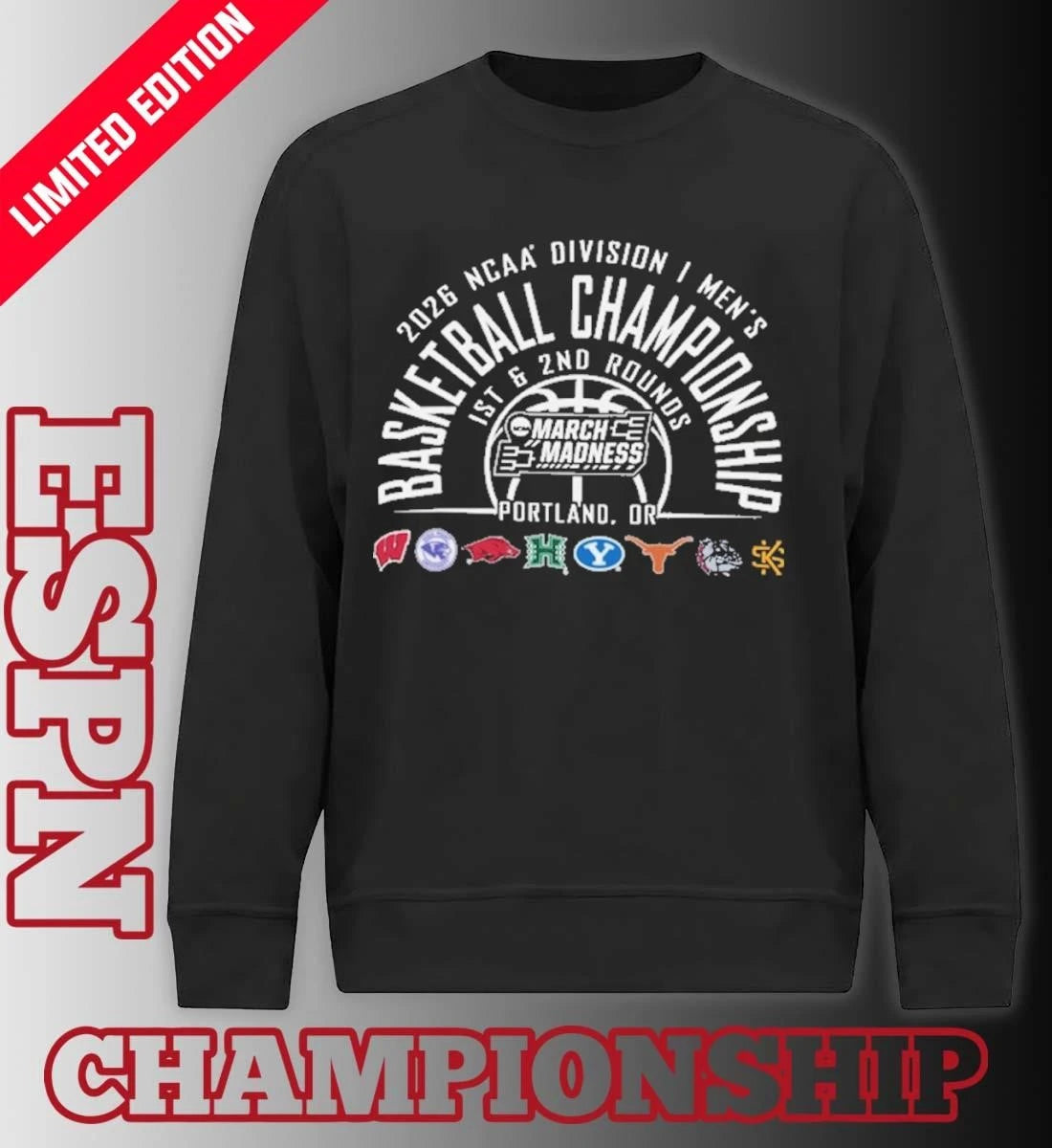 Official NCAA Men’s March Madness Portland, Or 8 Teams T-Shirt