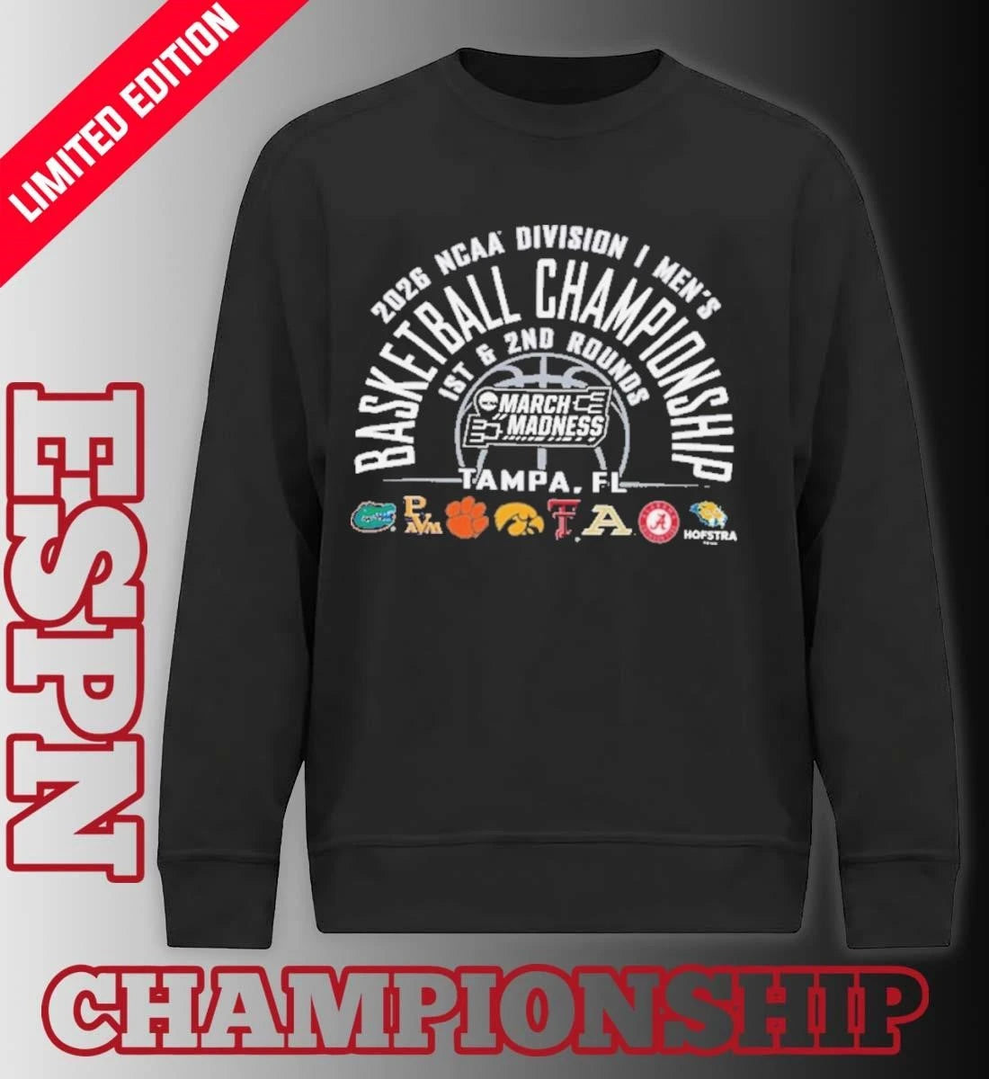 Official NCAA Men’s March Madness Tampa, FL 8 Teams T-Shirt