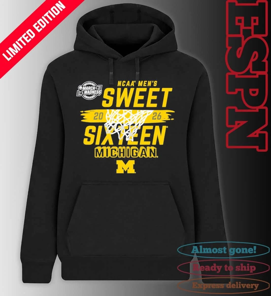 Official NCAA Men’s Sweet Sixteen Michigan Wolverines Basketball 2026 Shirt