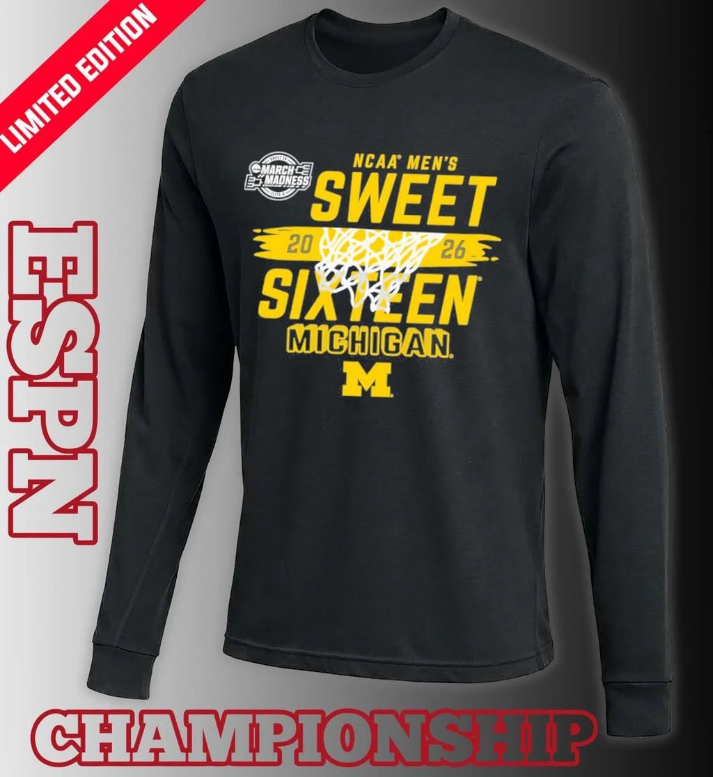 Official NCAA Men’s Sweet Sixteen Michigan Wolverines Basketball 2026 Shirt