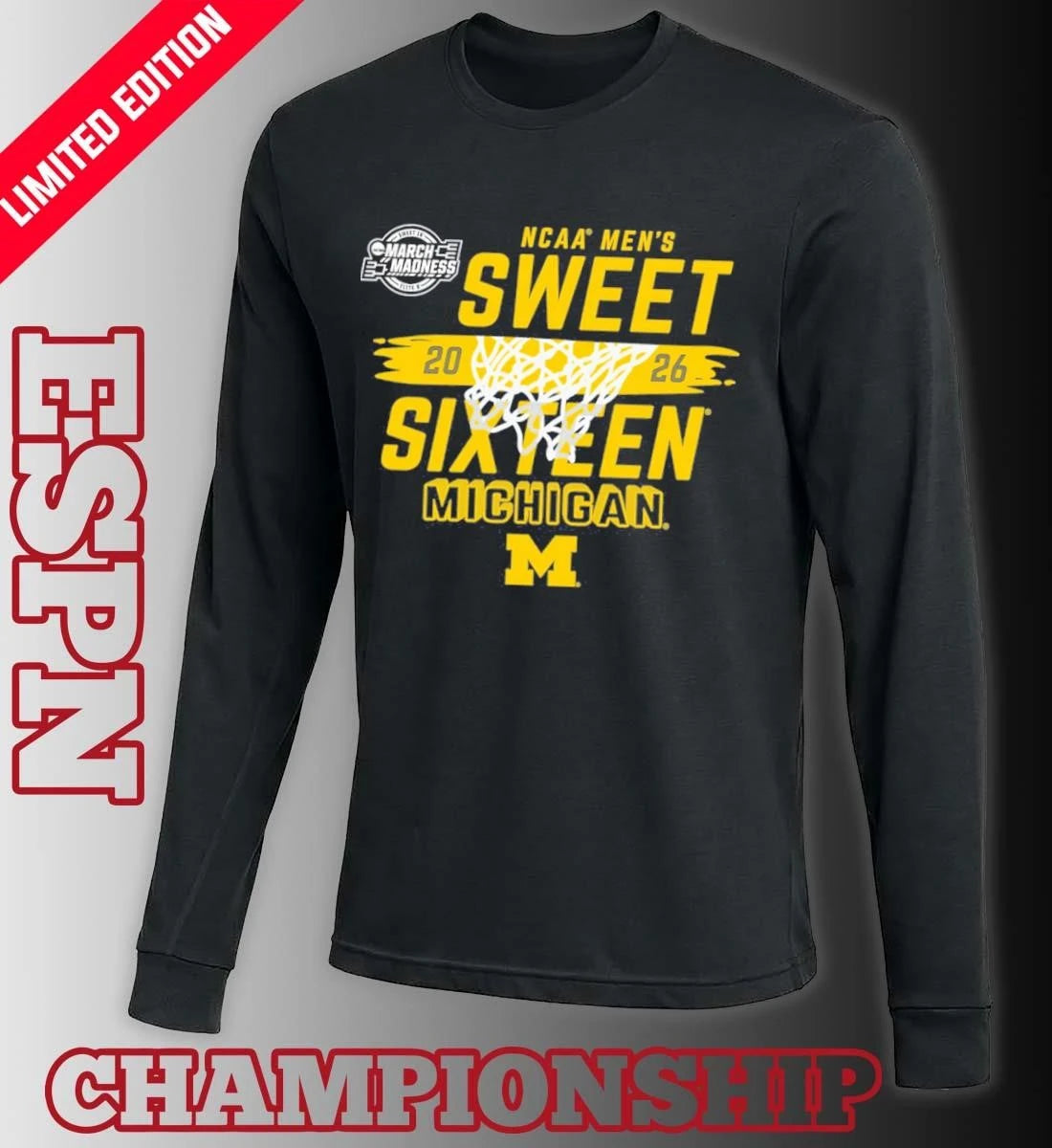 Official NCAA Men’s Sweet Sixteen Michigan Wolverines Basketball 2026 Shirt