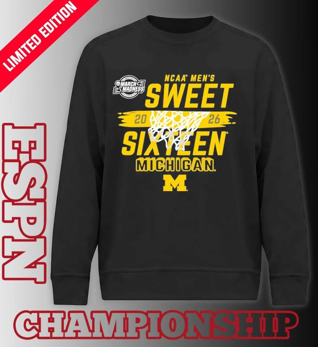 Official NCAA Men’s Sweet Sixteen Michigan Wolverines Basketball 2026 Shirt